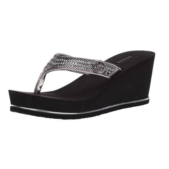 GUESS Sarraly Eva Logo Wedge Sandal in Disco Rhinestone Size US 11 New w/o Tag - Picture 6 of 14